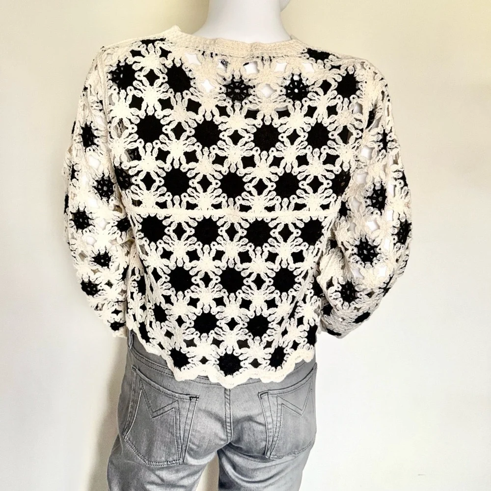 NWT Walter Baker Cream and Black Brooke Cardigan - Picture 2 of 6